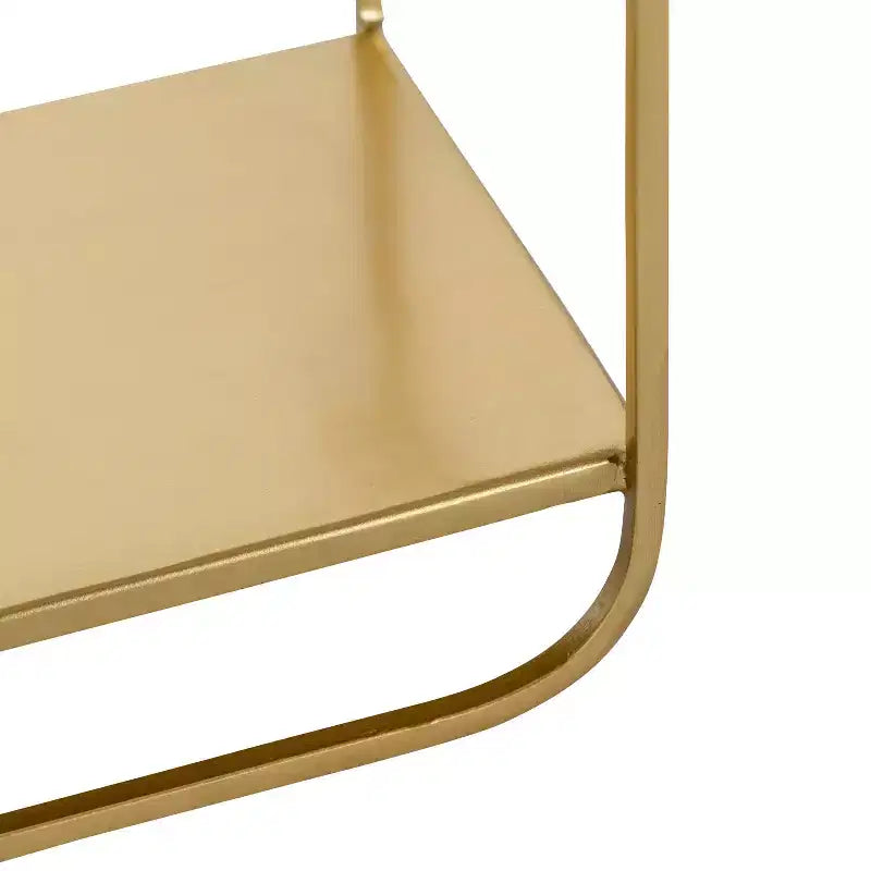 Set of 2 Modern Metal Floating Wall Shelves, Gold, 21" x 10"