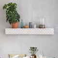 Small Embossed Wood Floating Decorative Wall Shelf, White, 24.25"