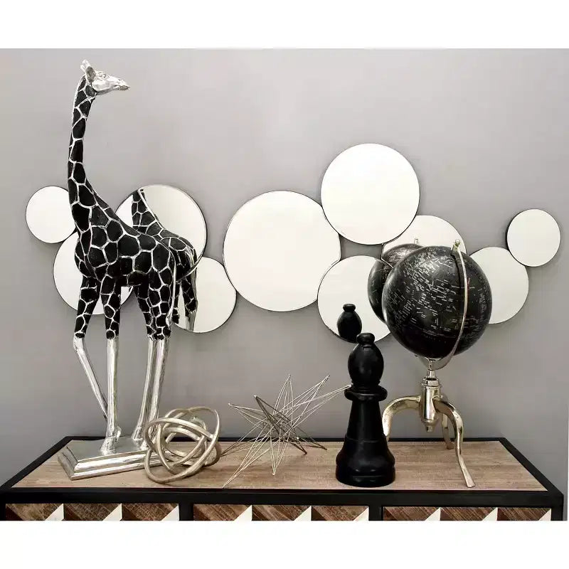 Glass Bubble Cluster Wall Mirror, Silver, 57" Wide