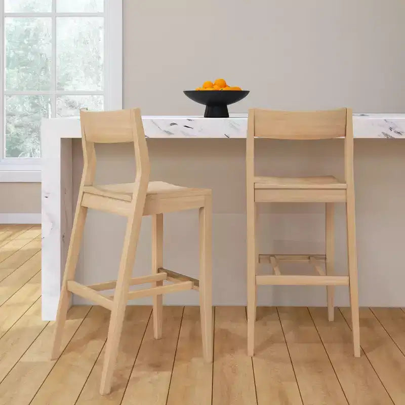 Chaise de salle à manger en bois massif de 112 cm de hauteur pour îlot de cuisine et bar à petit-déjeuner.