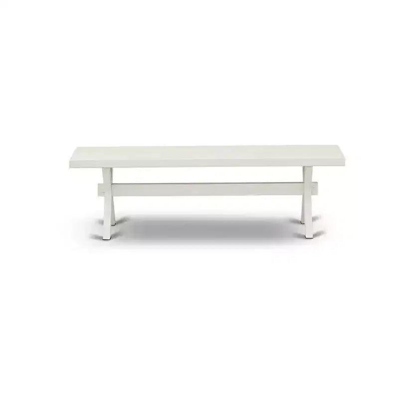 X-Style Modern Dining Room Bench with Wood Seat, 60" x 15" x 18", Pure White