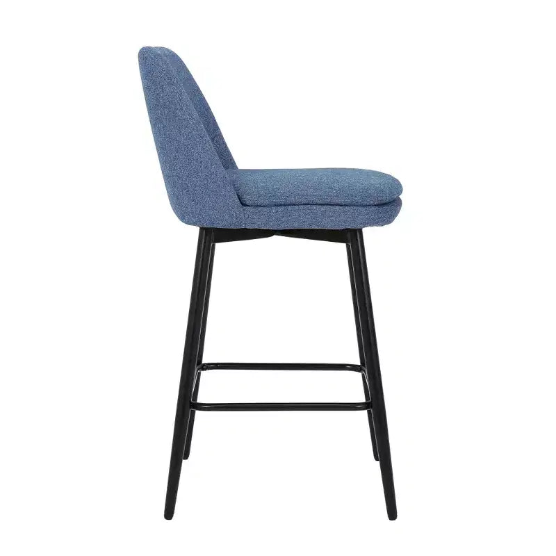 Counter Height Swivel Bar Stools, Set of 2, Linen & Matte Black