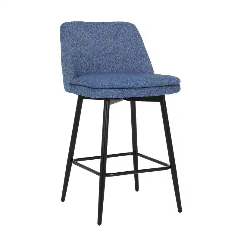 Counter Height Swivel Bar Stools, Set of 2, Linen & Matte Black