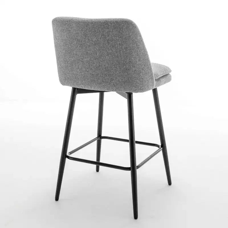 Counter Height Swivel Bar Stools, Set of 2, Linen & Matte Black