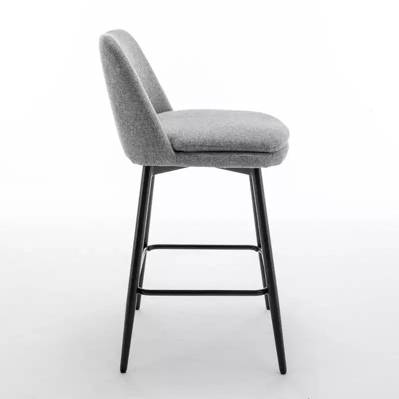 Counter Height Swivel Bar Stools, Set of 2, Linen & Matte Black