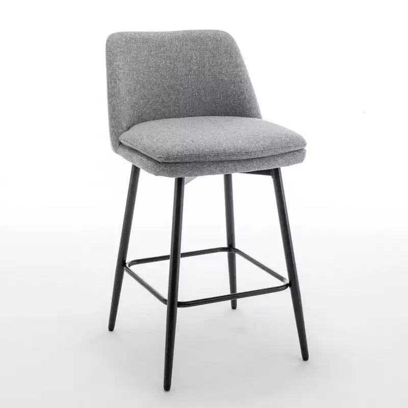 Counter Height Swivel Bar Stools, Set of 2, Linen & Matte Black