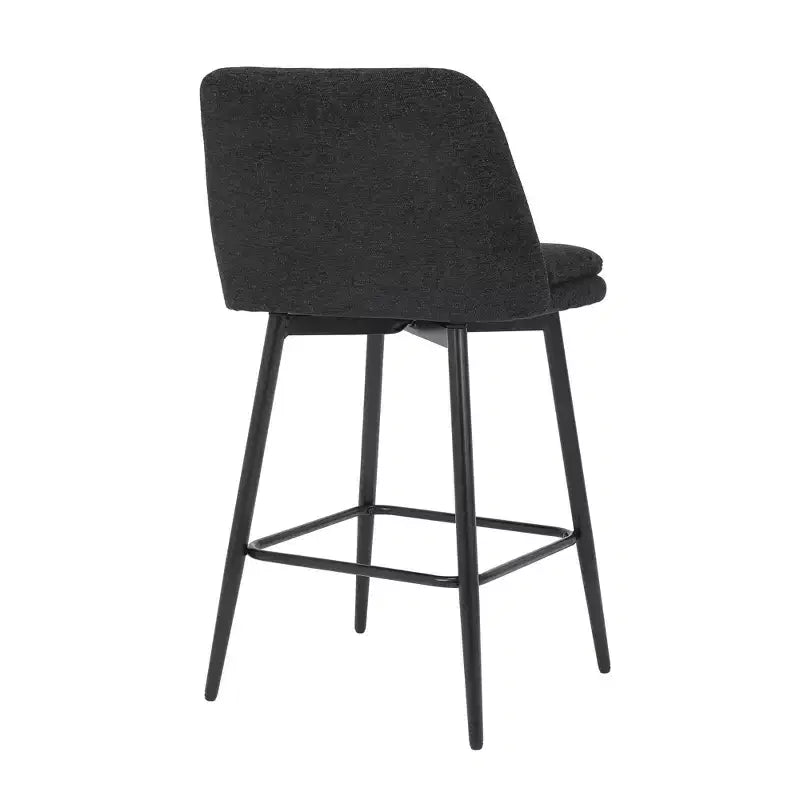 Counter Height Swivel Bar Stools, Set of 2, Linen & Matte Black