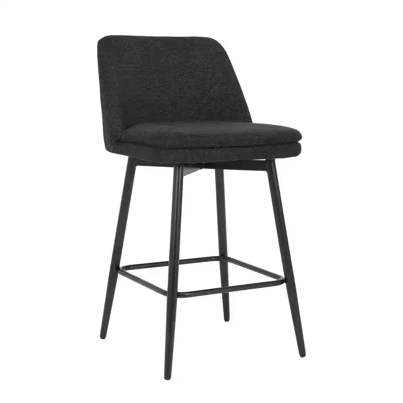 Counter Height Swivel Bar Stools, Set of 2, Linen & Matte Black