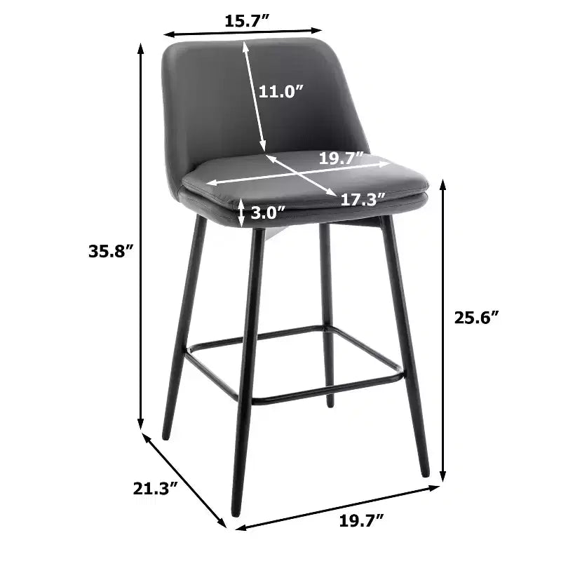 Counter Height Swivel Bar Stools, Set of 2, Linen & Matte Black