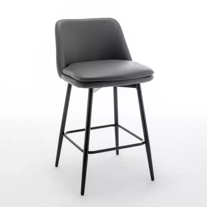 Counter Height Swivel Bar Stools, Set of 2, Linen & Matte Black