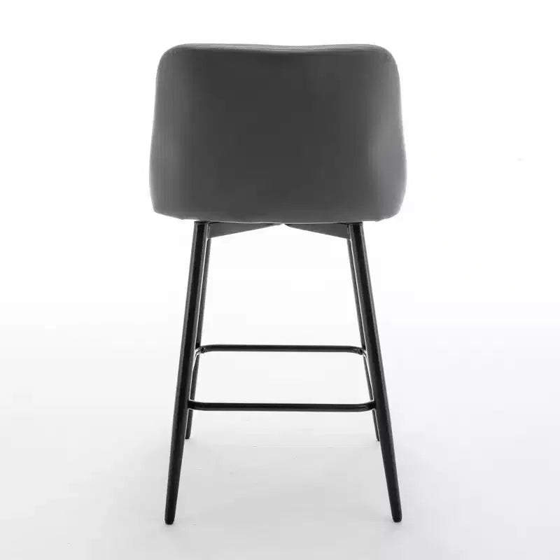Counter Height Swivel Bar Stools, Set of 2, Linen & Matte Black