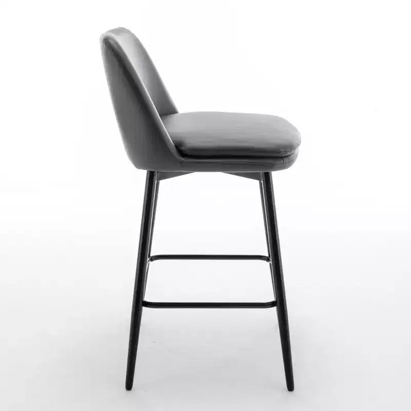 Counter Height Swivel Bar Stools, Set of 2, Linen & Matte Black