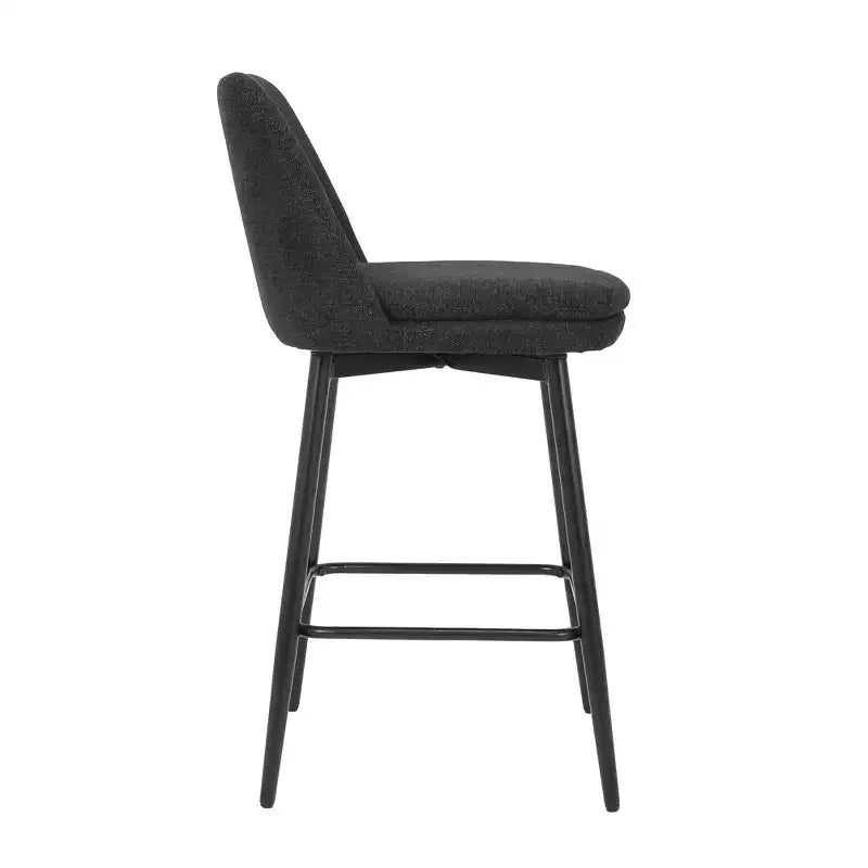 Counter Height Swivel Bar Stools, Set of 2, Linen & Matte Black