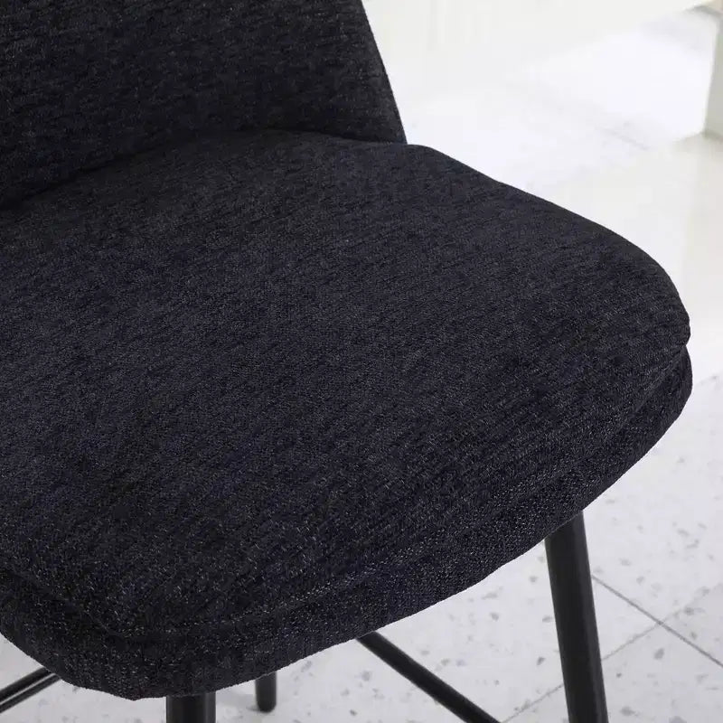 Counter Height Swivel Bar Stools, Set of 2, Linen & Matte Black