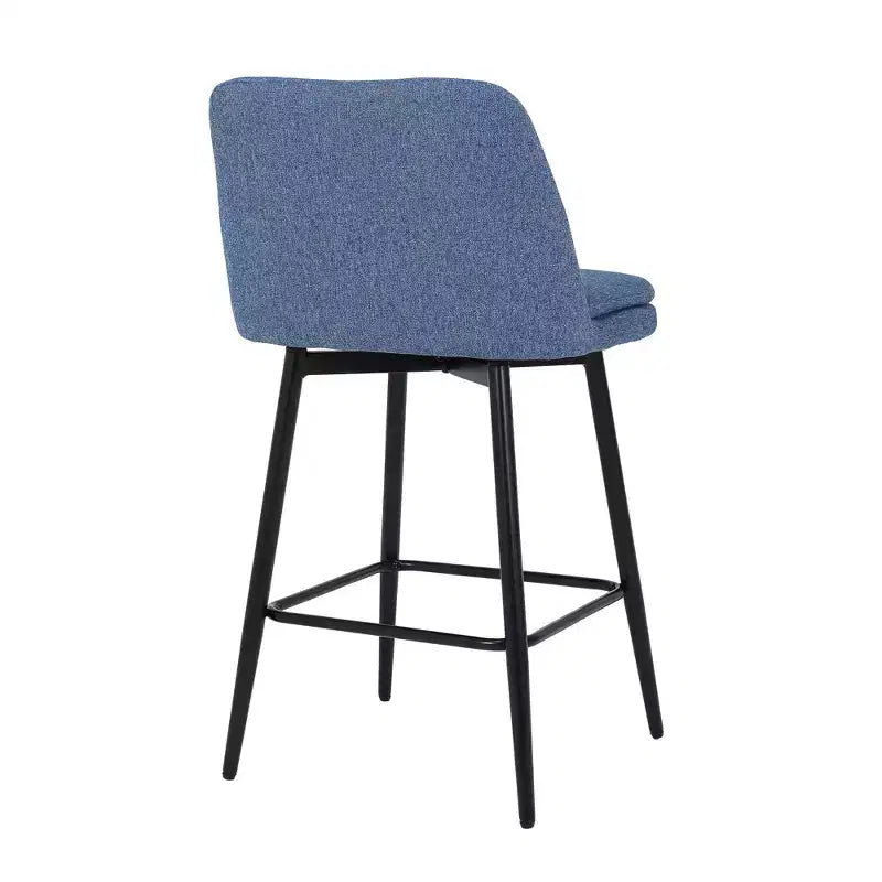 Counter Height Swivel Bar Stools, Set of 2, Linen & Matte Black