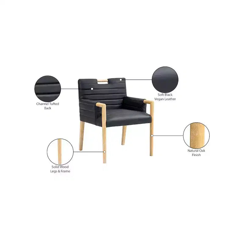 Chaise de salle à manger avec accoudoirs en cuir végane