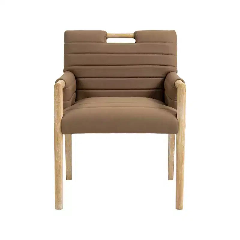 Chaise de salle à manger avec accoudoirs en cuir végane