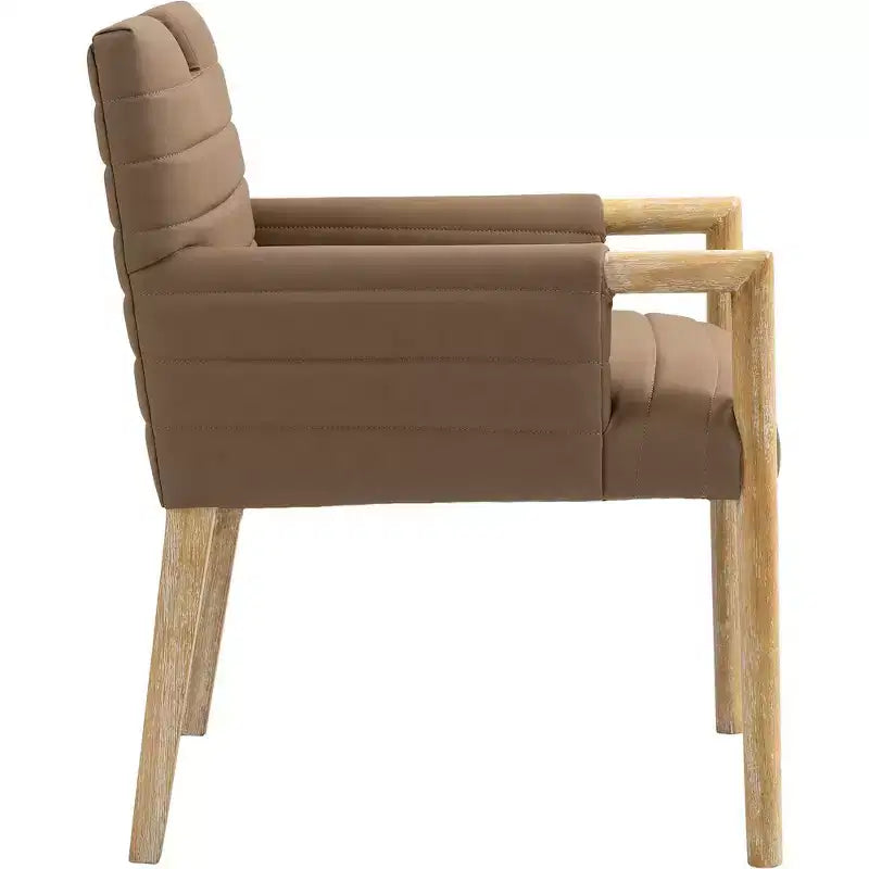 Chaise de salle à manger avec accoudoirs en cuir végane