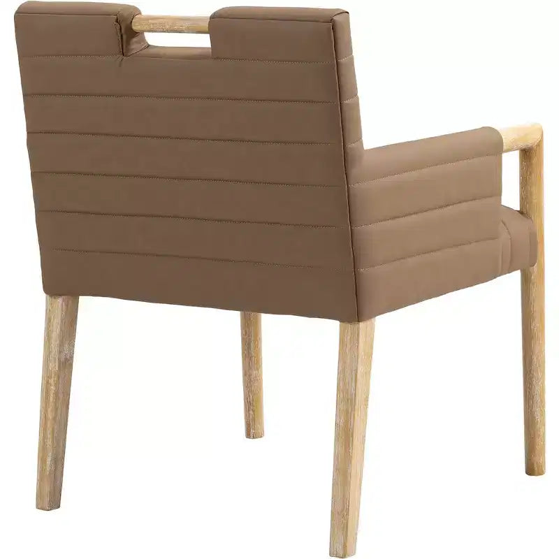 Chaise de salle à manger avec accoudoirs en cuir végane