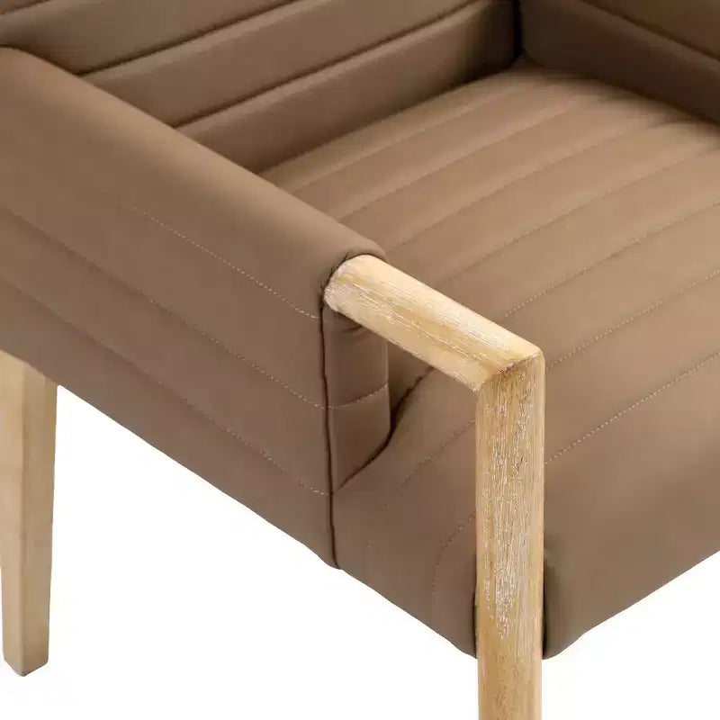 Chaise de salle à manger avec accoudoirs en cuir végane