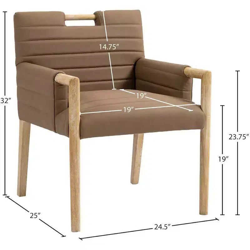 Chaise de salle à manger avec accoudoirs en cuir végane
