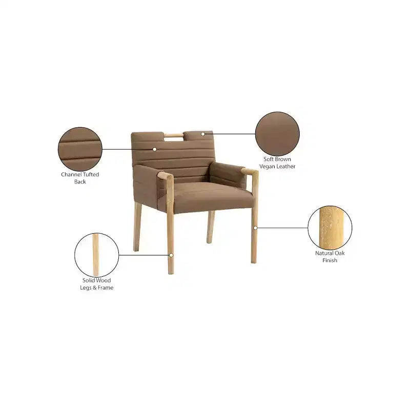 Chaise de salle à manger avec accoudoirs en cuir végane