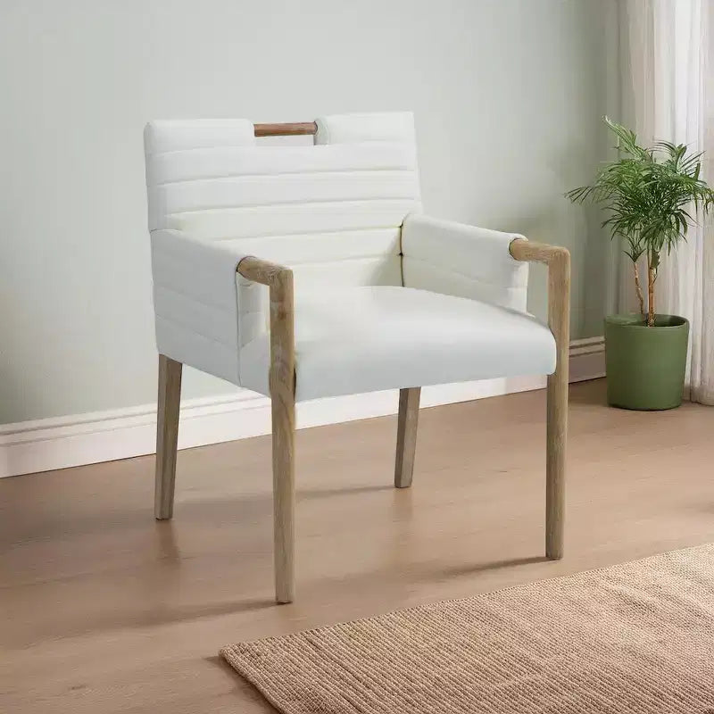 Chaise de salle à manger avec accoudoirs en cuir végane