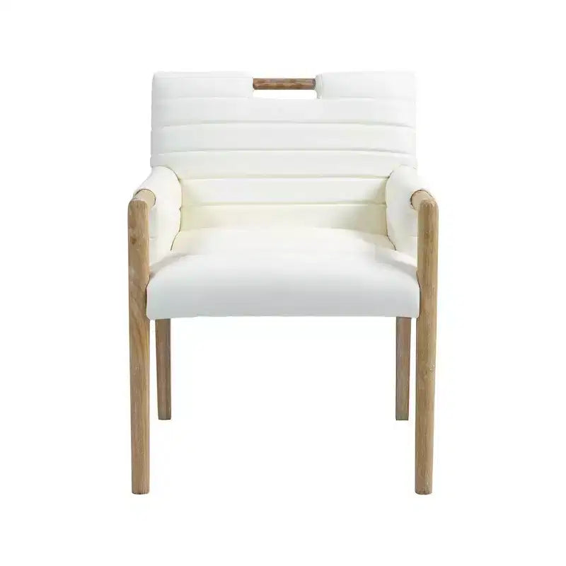 Chaise de salle à manger avec accoudoirs en cuir végane