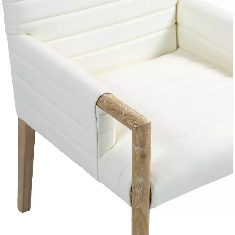 Chaise de salle à manger avec accoudoirs en cuir végane