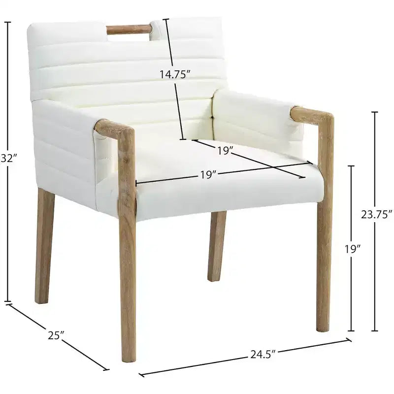 Chaise de salle à manger avec accoudoirs en cuir végane