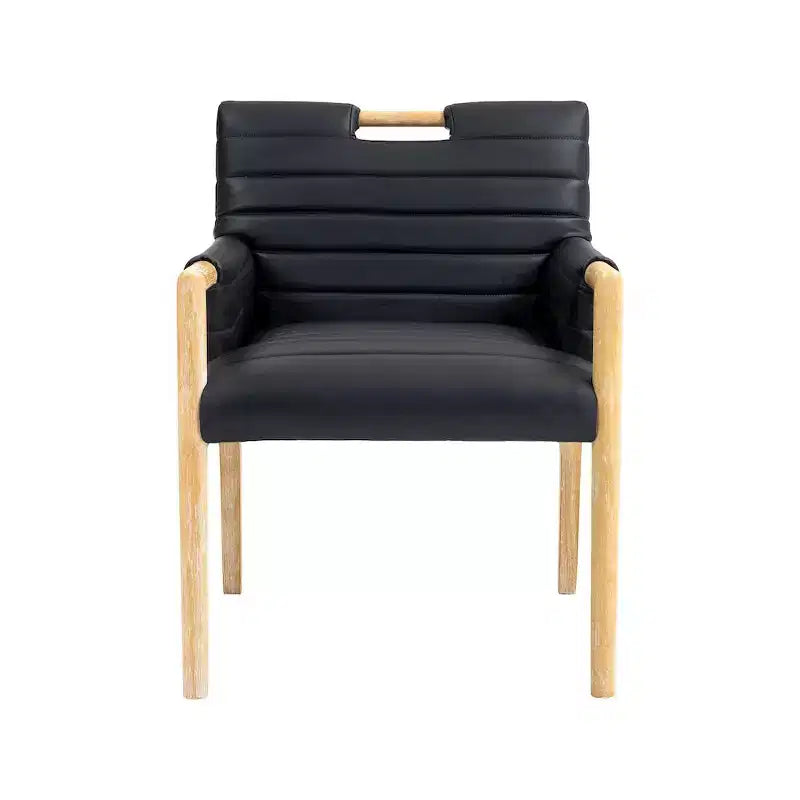 Chaise de salle à manger avec accoudoirs en cuir végane