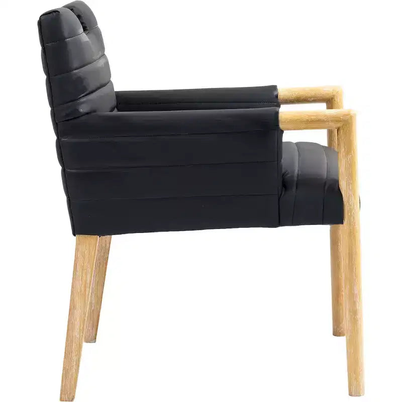 Chaise de salle à manger avec accoudoirs en cuir végane