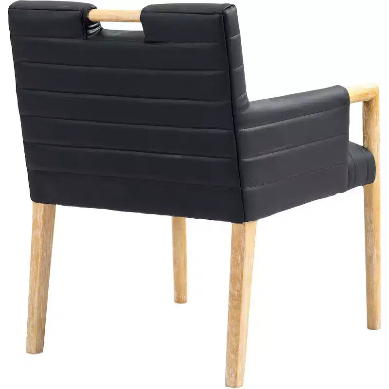 Chaise de salle à manger avec accoudoirs en cuir végane