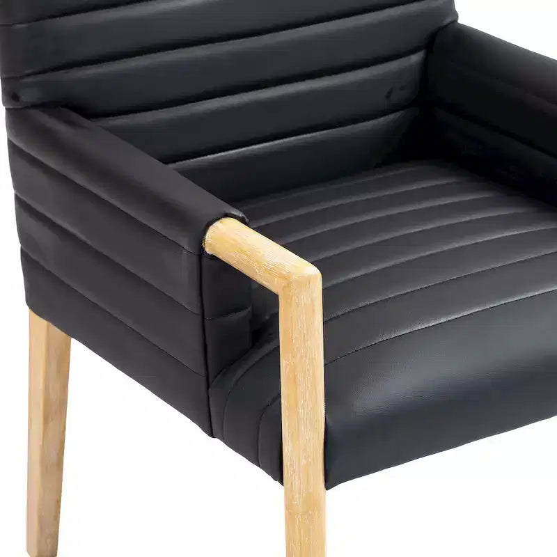 Chaise de salle à manger avec accoudoirs en cuir végane