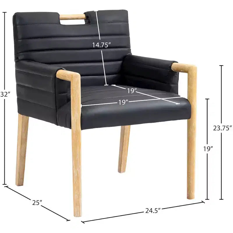 Chaise de salle à manger avec accoudoirs en cuir végane