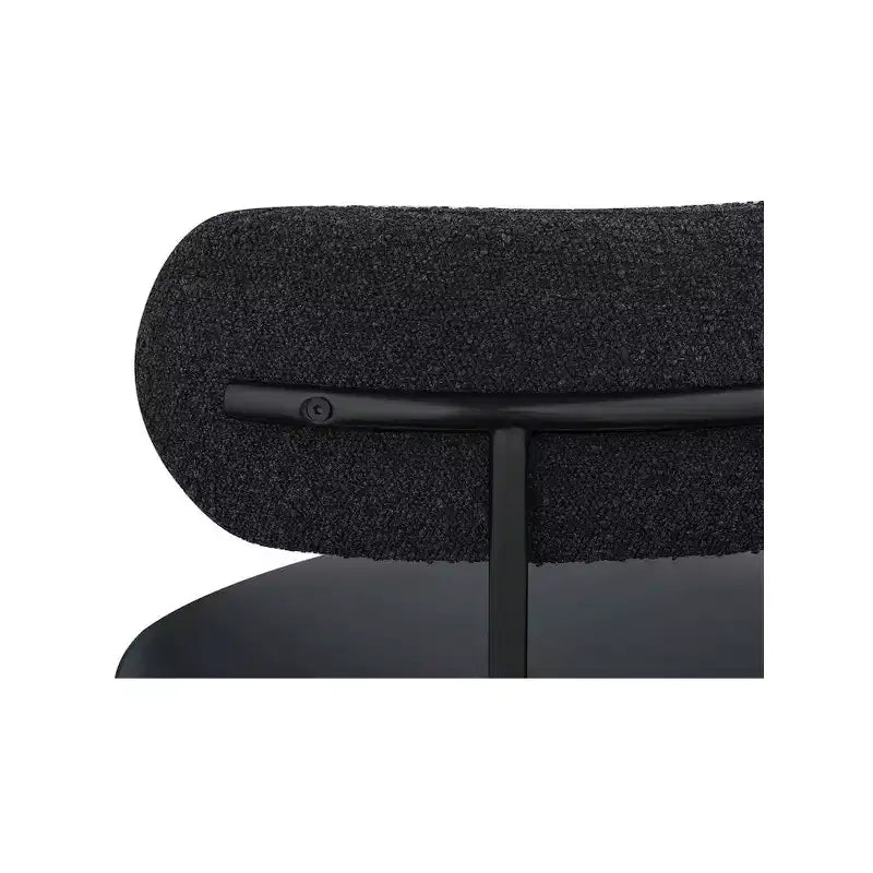 Vegan Leather and Boucle Fabric Dining Chair, Set of 2, Black