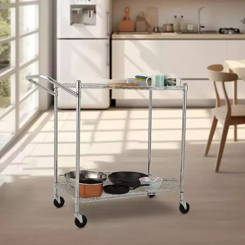 Kitchen Utility Cart, Metal Removable Storage Cart with Wheels and Handle, Commercial Grade Utility Cars, Kitchen, Workshop