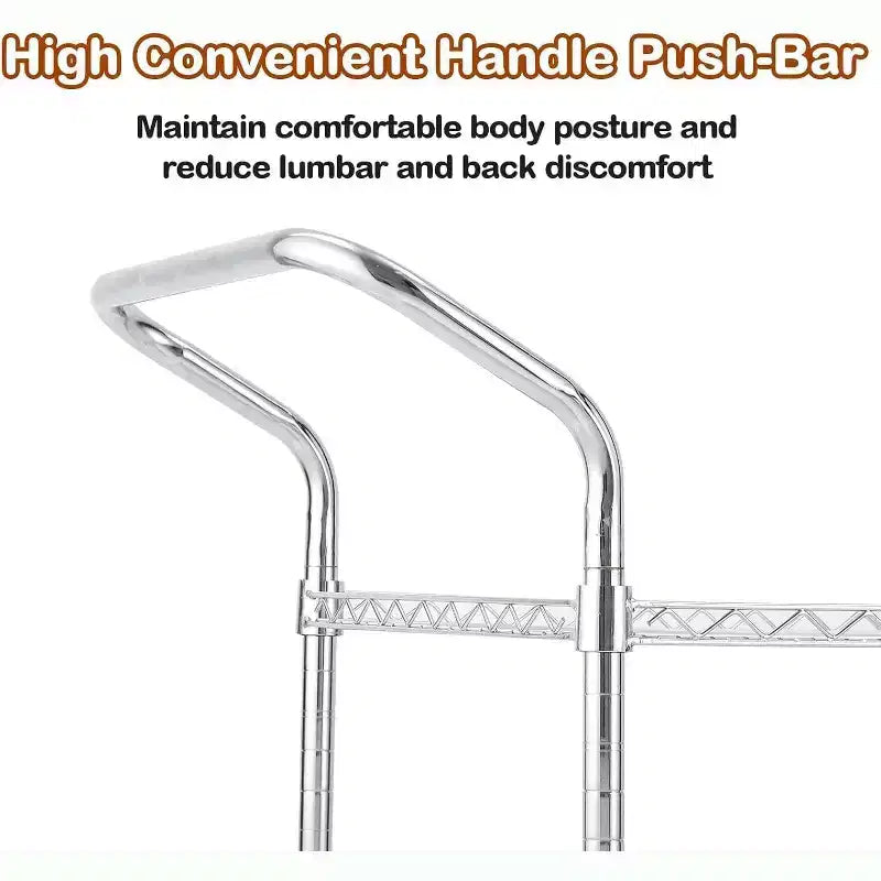 Kitchen Utility Cart, Metal Removable Storage Cart with Wheels and Handle, Commercial Grade Utility Cars, Kitchen, Workshop
