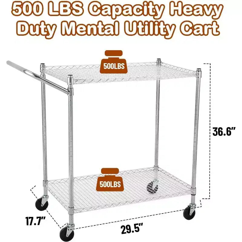 Kitchen Utility Cart, Metal Removable Storage Cart with Wheels and Handle, Commercial Grade Utility Cars, Kitchen, Workshop