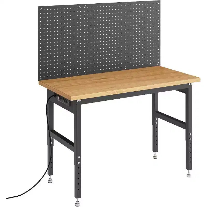 48" Adjustable Workbench with Pegboard, 2000lb Capacity, 28-40" Height, for Garage & Home DIY