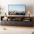 TV Stand for up to 80" TVs, Media Console with 3 Drawers and 3 Open Shelves, Black