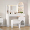 Makeup Vanity Desk with Mirror and Lights, Dressing Table with 3 Drawers and 11 Storage Shelves