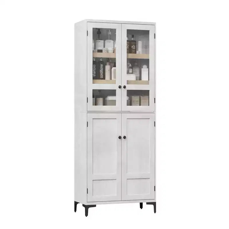 71 Tall Storage Cabinet with Doors, Adjustable Shelf Multi-Purpose Organizer for Kitchen Pantry and Bathroom Cabinet