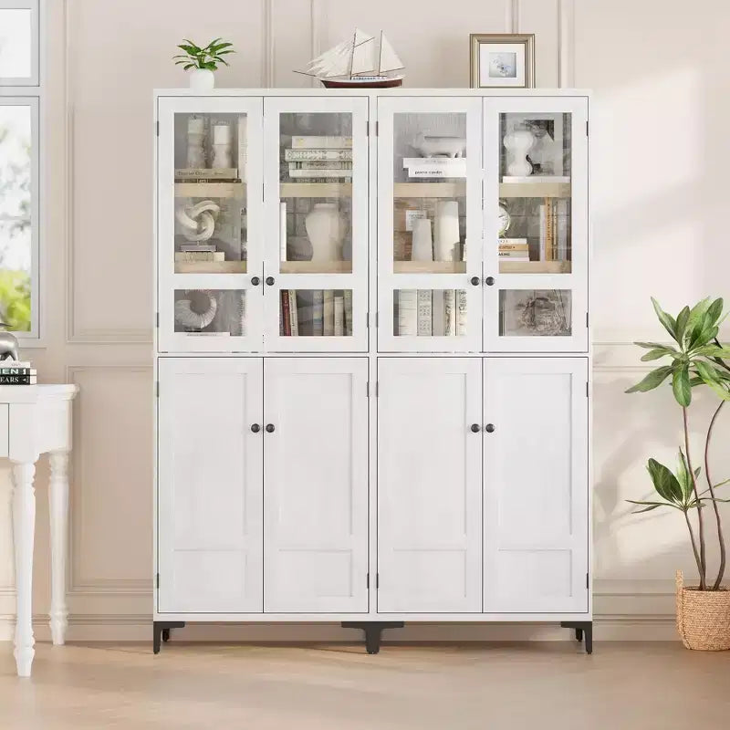 71 Tall Storage Cabinet with Doors, Adjustable Shelf Multi-Purpose Organizer for Kitchen Pantry and Bathroom Cabinet