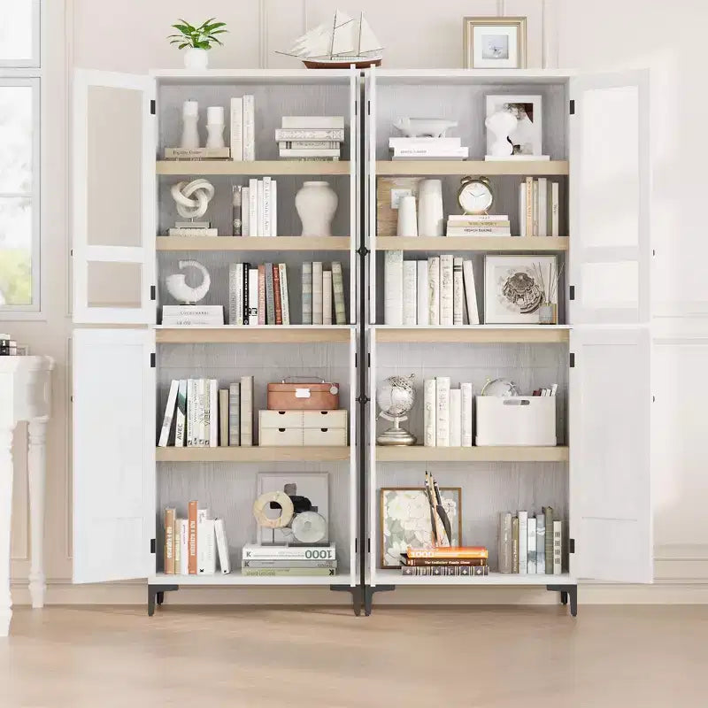 71 Tall Storage Cabinet with Doors, Adjustable Shelf Multi-Purpose Organizer for Kitchen Pantry and Bathroom Cabinet