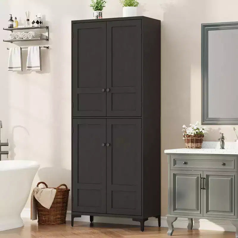 71 Tall Storage Cabinet with Doors, Adjustable Shelf Multi-Purpose Organizer for Kitchen Pantry and Bathroom Cabinet
