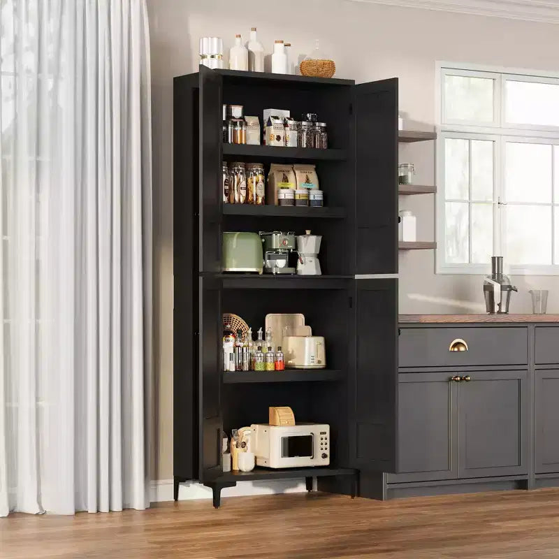 71 Tall Storage Cabinet with Doors, Adjustable Shelf Multi-Purpose Organizer for Kitchen Pantry and Bathroom Cabinet