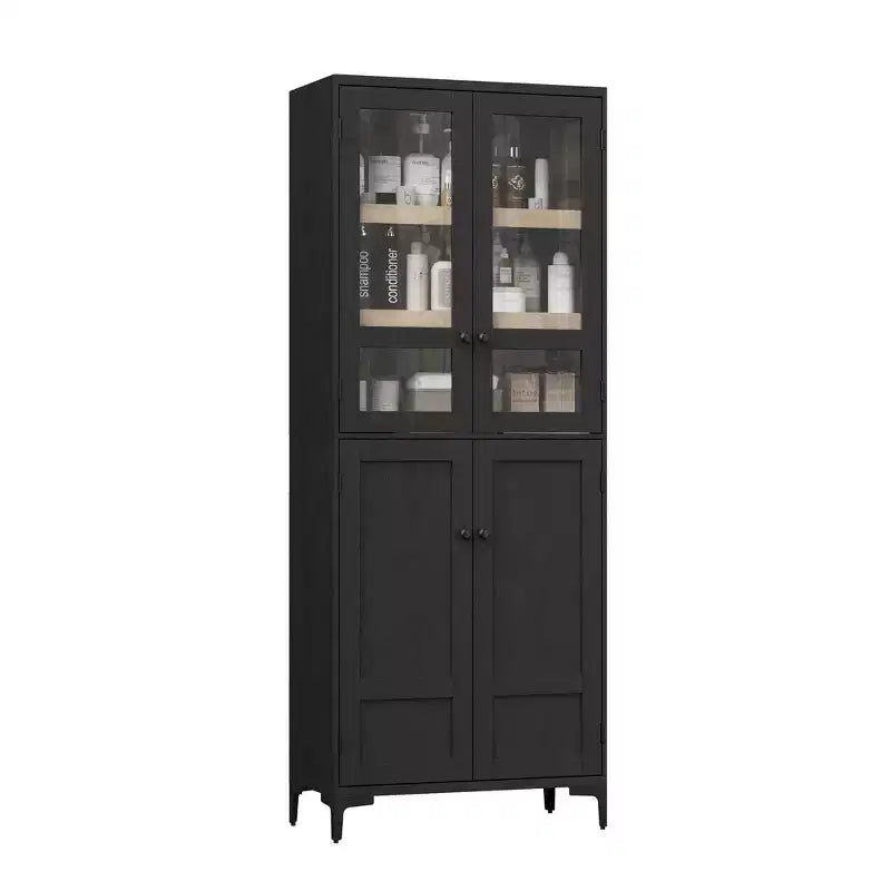 71 Tall Storage Cabinet with Doors, Adjustable Shelf Multi-Purpose Organizer for Kitchen Pantry and Bathroom Cabinet