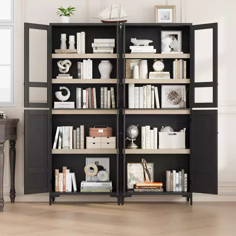71 Tall Storage Cabinet with Doors, Adjustable Shelf Multi-Purpose Organizer for Kitchen Pantry and Bathroom Cabinet