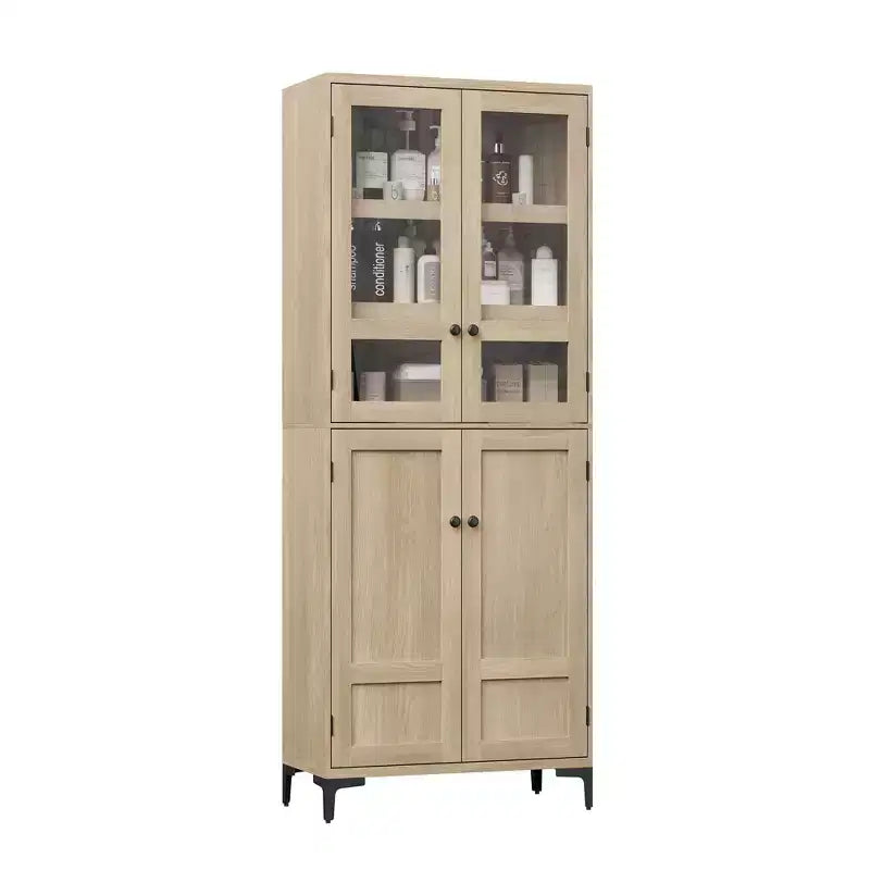 71 Tall Storage Cabinet with Doors, Adjustable Shelf Multi-Purpose Organizer for Kitchen Pantry and Bathroom Cabinet